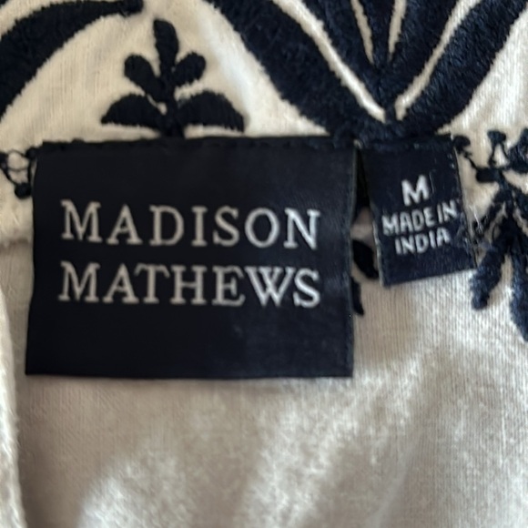 Madison Matthews Floral Embroidered Cap Sleeve‎ Shift Cotton Dress Size Medium - Picture 5 of 10